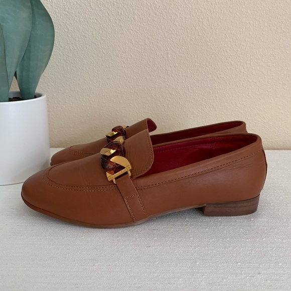 New Kurt Geiger London Kiara Camel Leather Gold Chain Loafers Woman’s EU38 US7 - Picture 5 of 11